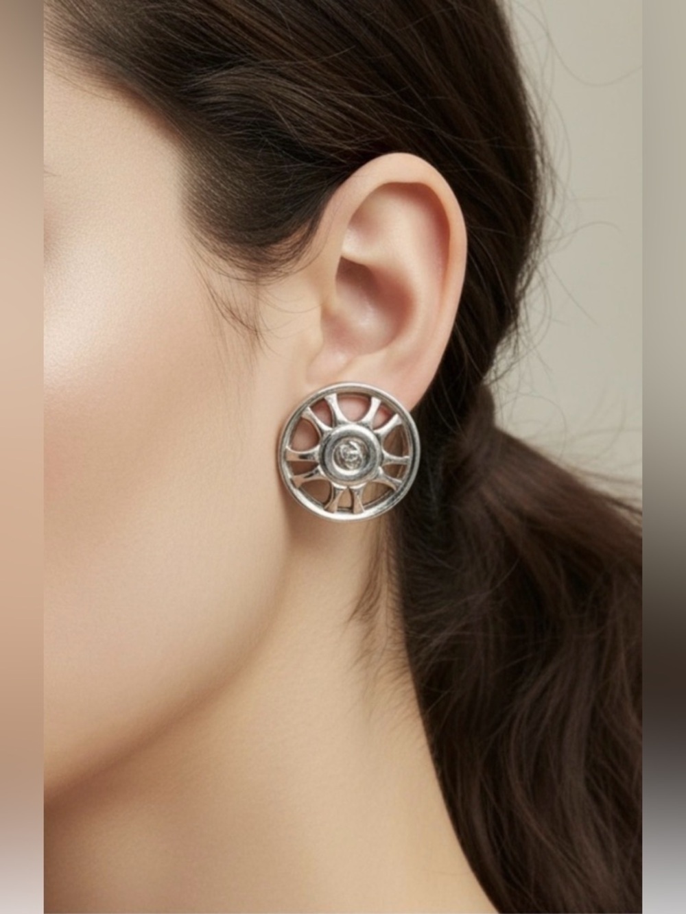 Chanel Silver Coco Mark Earrings